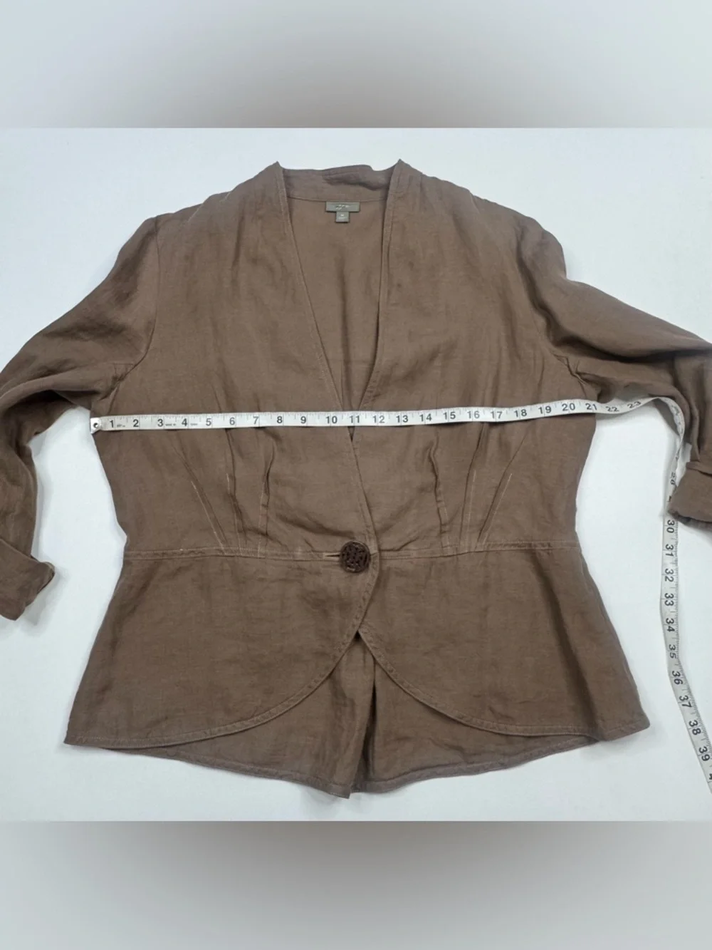 J. Jill 100% Linen Single-Button Peplum Blazer Womens Size Medium